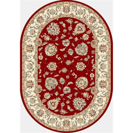 Ancient Garden 5 Ft. 3 In. X 7 Ft. 7 In. Oval 57365-1464 Rug - Red/Ivory